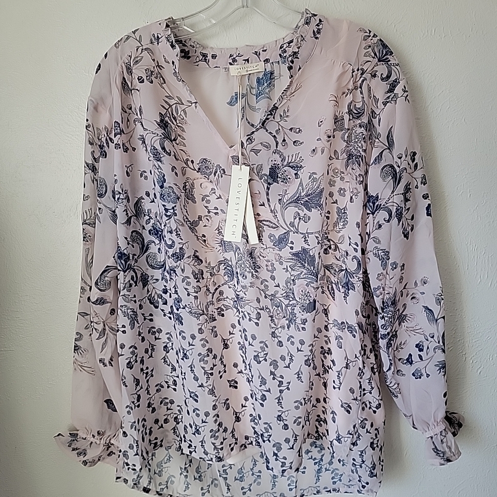 Lovestitch Floral Print Blouse With Attached Cami